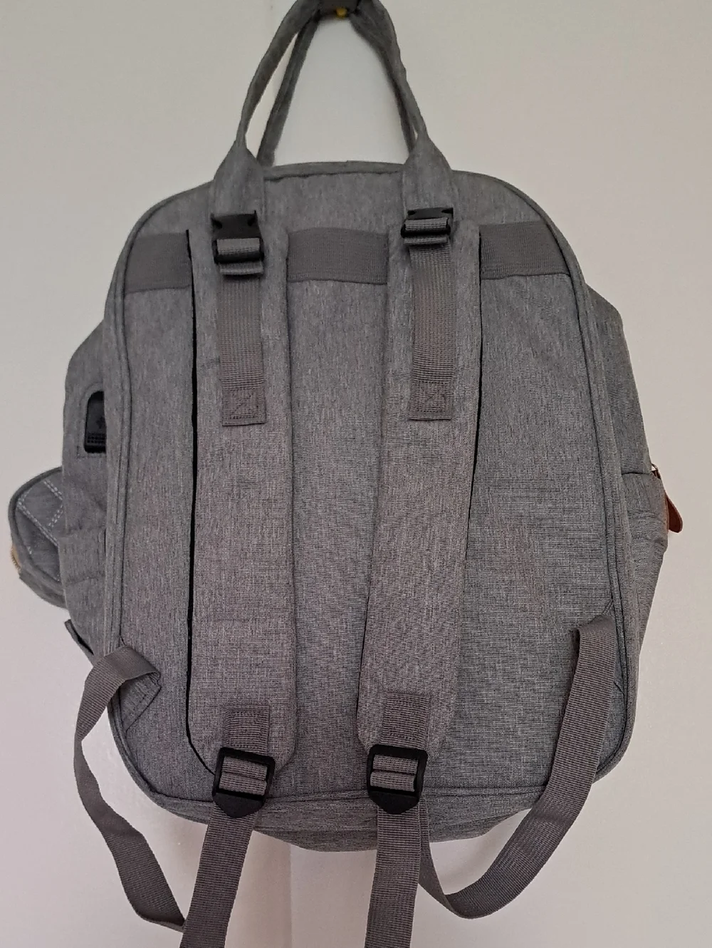 SUNSHINE Gray Baby Backpack with Tan Accents